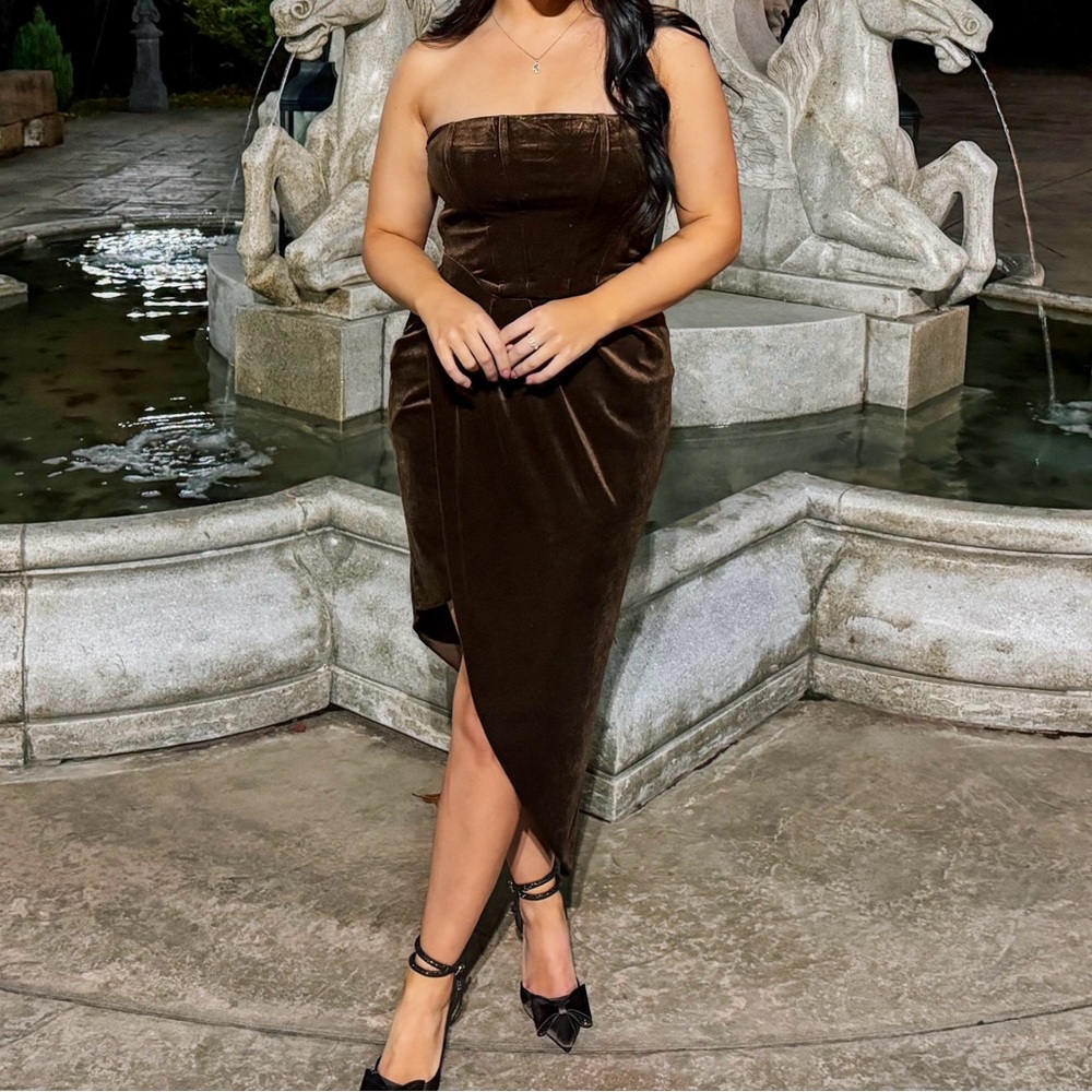 Brown Strapless Dress